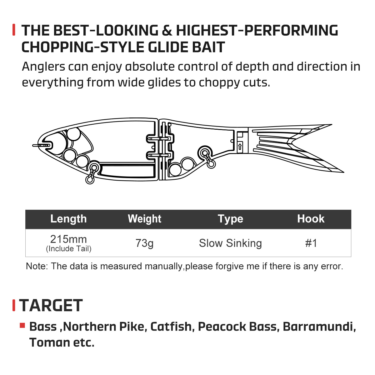 Noeby 215 мм 73 г Amata Glide  – обзор и цена Fishing Lure Jerkbait